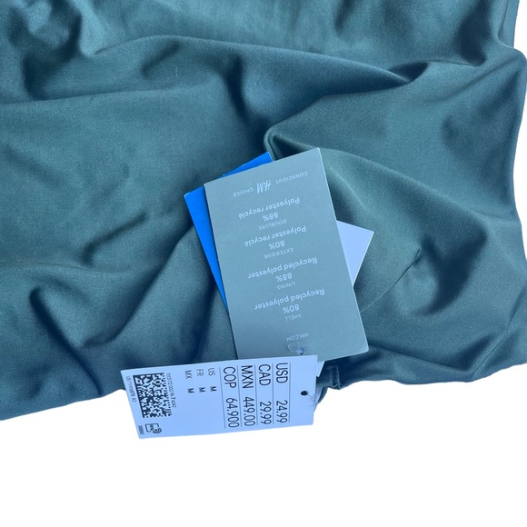 NWOT Size M H&M Swimsuit. Simple yet trendy green spaghetti strap high leg holes - Picture 4 of 7